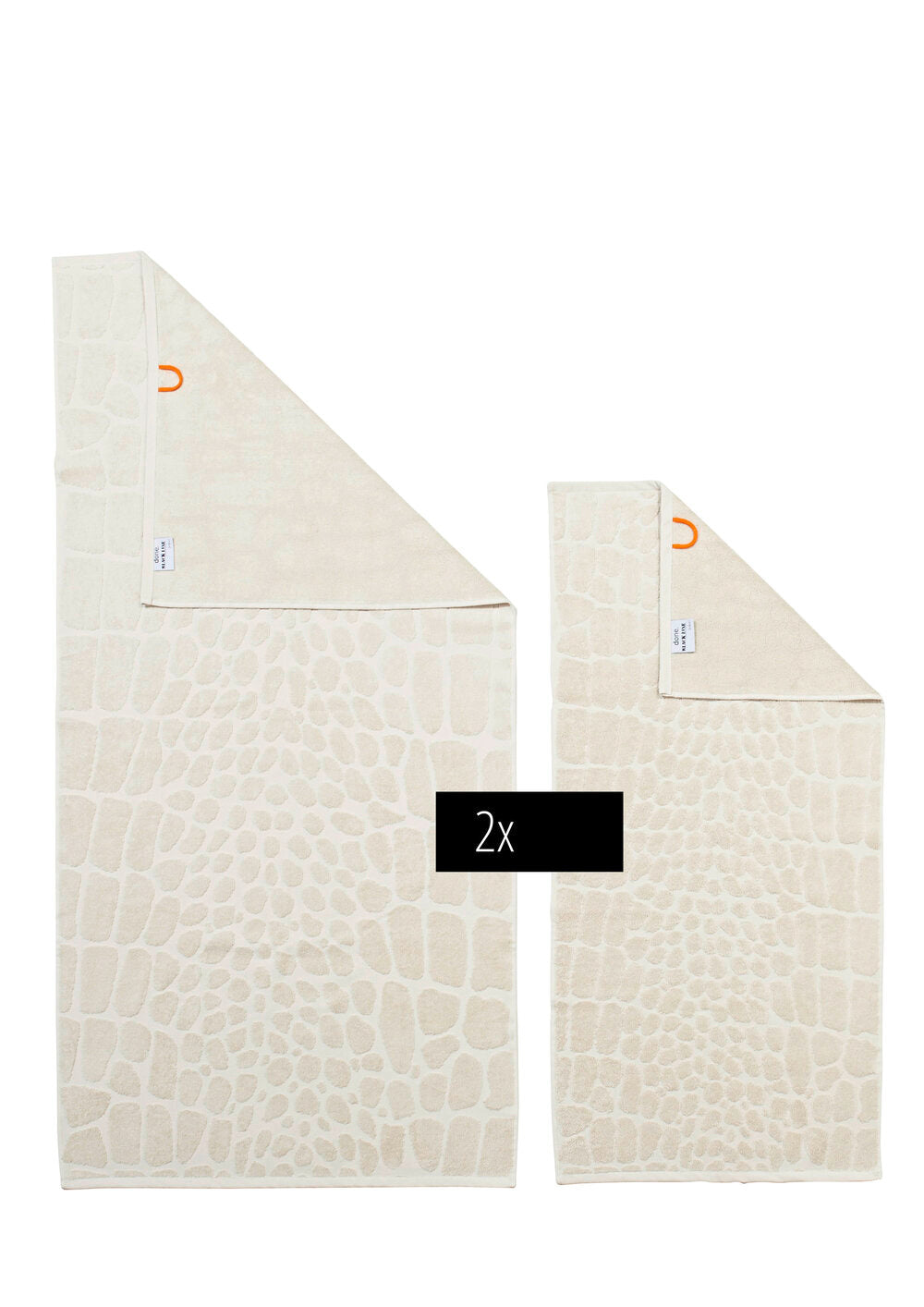 DONE® CROCO Frottier-Set (2x 50x100cm, 2x 70x140cm), Beige