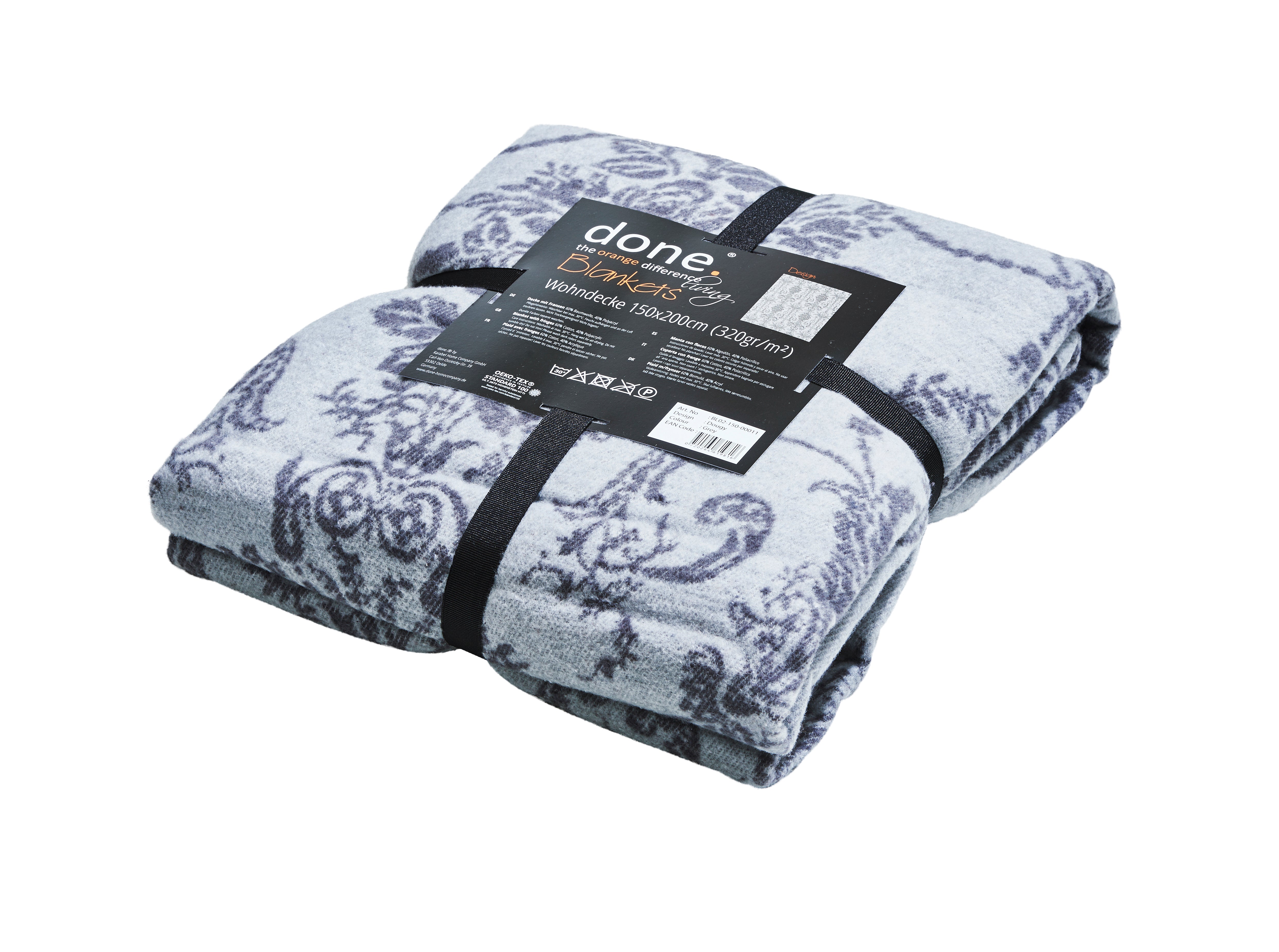 DONE® Wohndecke DOUGY 150x200cm Grau