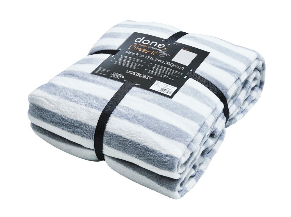 Wohndecke STRIPES 150x200cm Silver - CaraHome