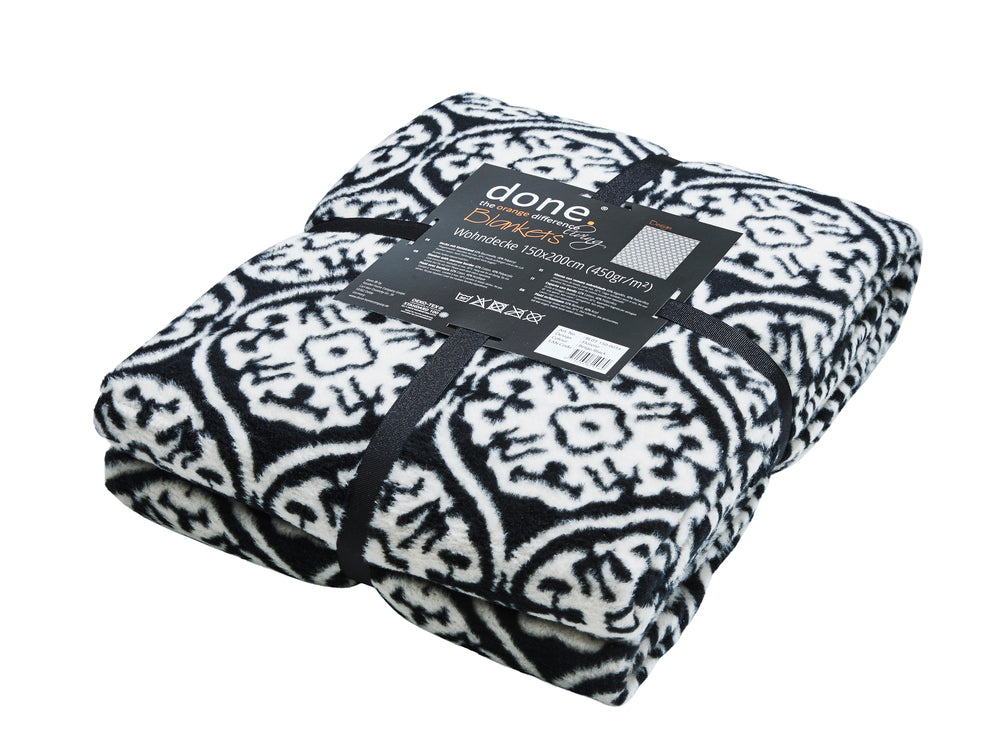 Wohndecke FLORENZ 150x200cm Black/White - CaraHome