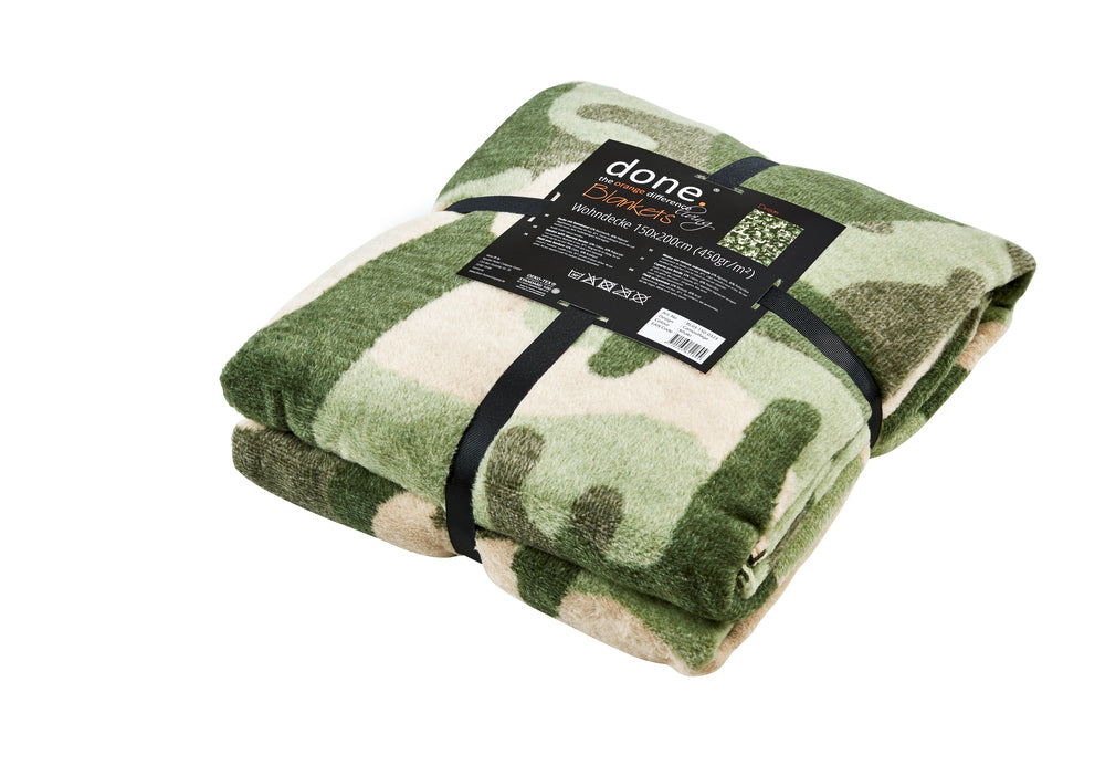 Wohndecke CAMOUFLAGE 150x200cm Khaki - CaraHome