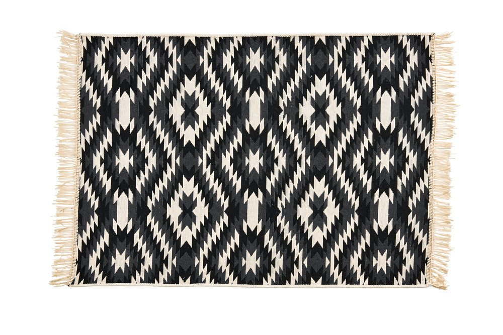 Teppich mit Fransen BARCELONA Black/White - CaraHome