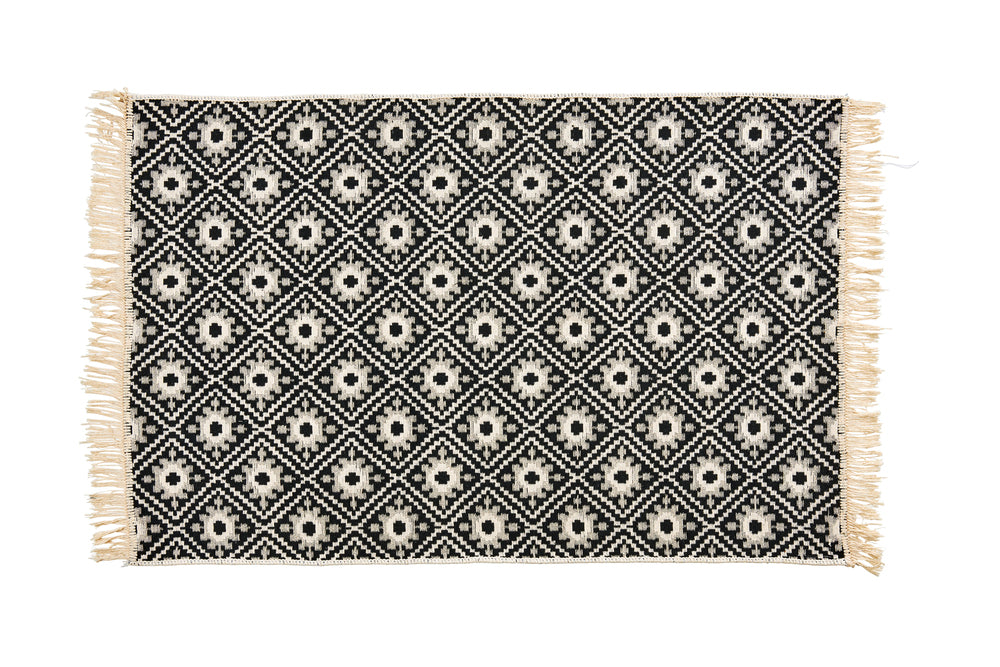 Teppich mit Fransen KORFU Black/White - CaraHome
