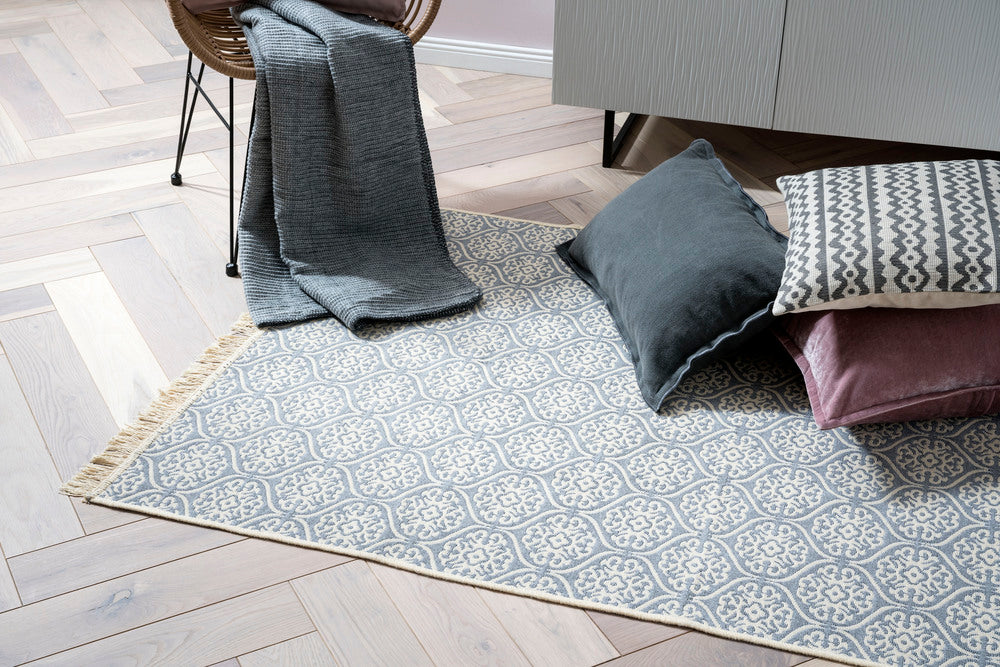 Teppich mit Fransen FLORENZ Silver - CaraHome