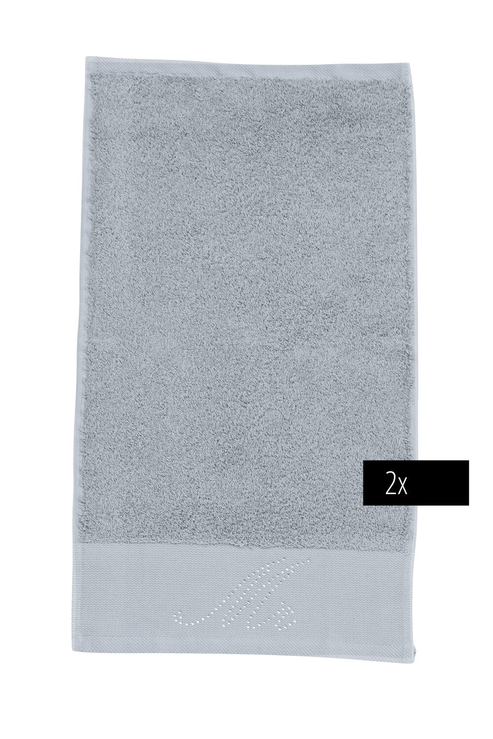 DONE® BLACK LINE STONE Gästehandtuch-Set MR (2x 30x50cm), Silber